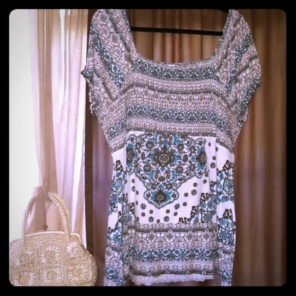 On or off shoulder boho stretch shirt blouse 26/28